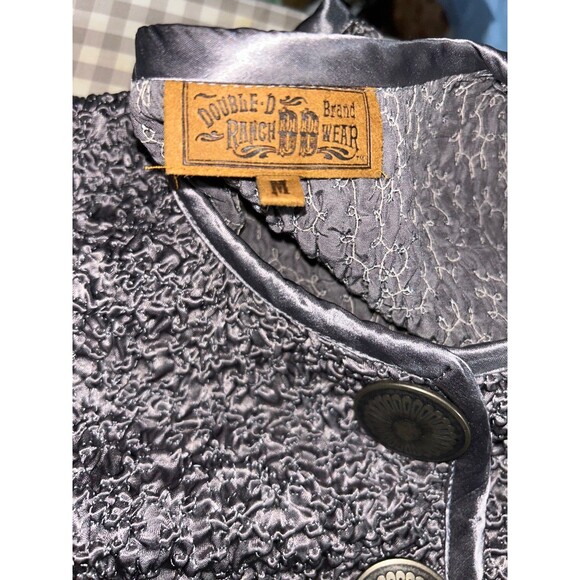 Double D Ranch Women’s Satin Crinkled Jacket size M Silver Western Cowgirl - Picture 8 of 9